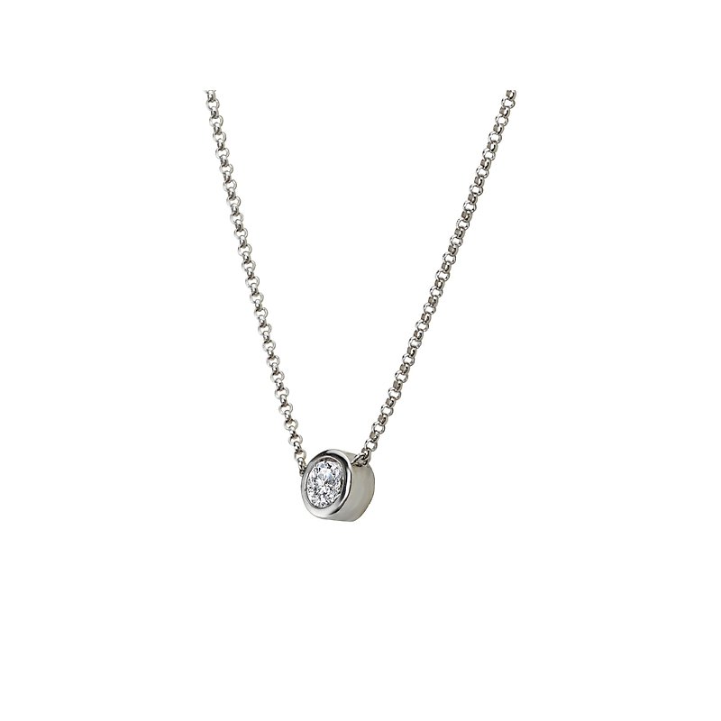 Luxora 14K White Gold Diamond Lariat Necklace - Adjustable Rollo Chain