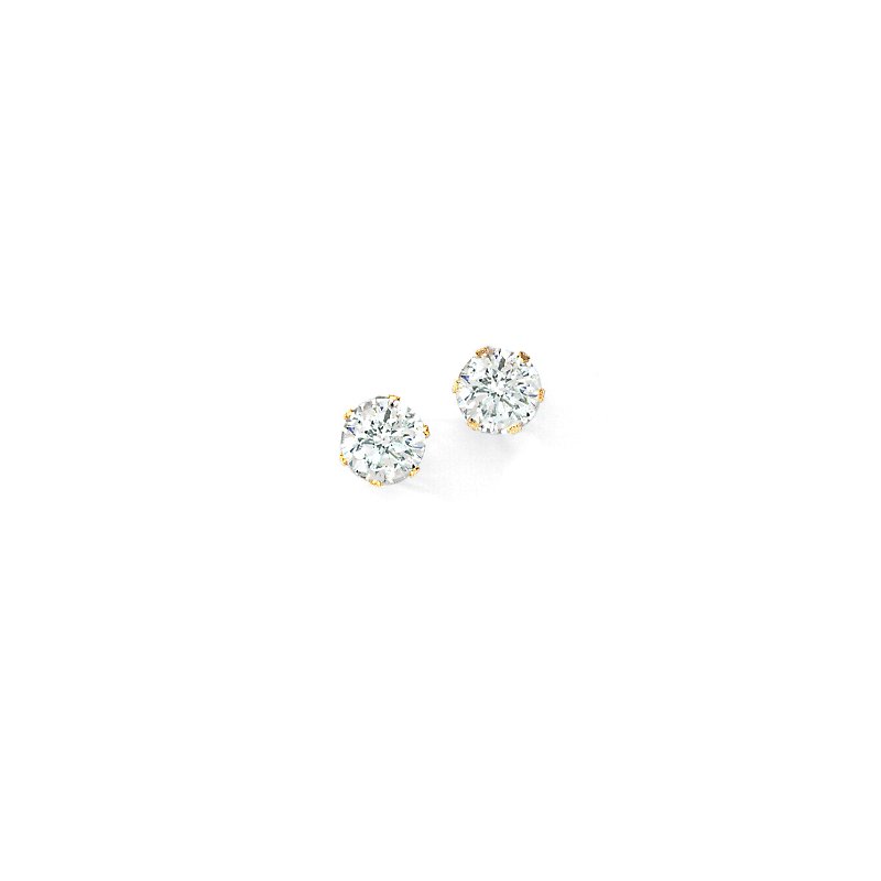 Aurenza Classics 14K Yellow Gold Round CZ Stud Earrings