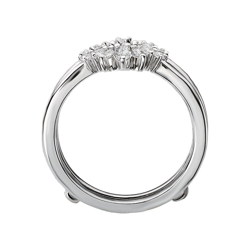 Glemera Diamond Wrap Ring Guard | 14K White Gold Marquise & Round Diamond Band
