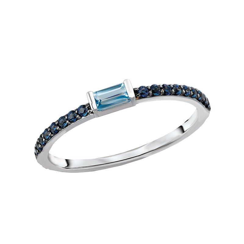 Luxora Blue Sapphire and Topaz 14K White Gold Fashion Ring