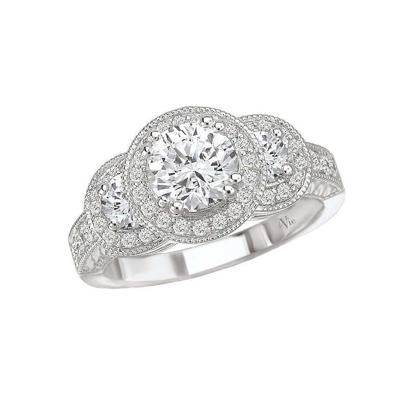 Glemera Halo Semi-Mount Diamond Engagement Ring in 14K White Gold