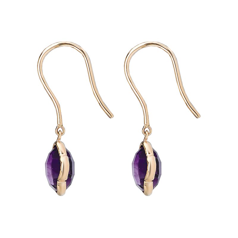 Luxora Amethyst 14K Yellow Gold Clover Earrings