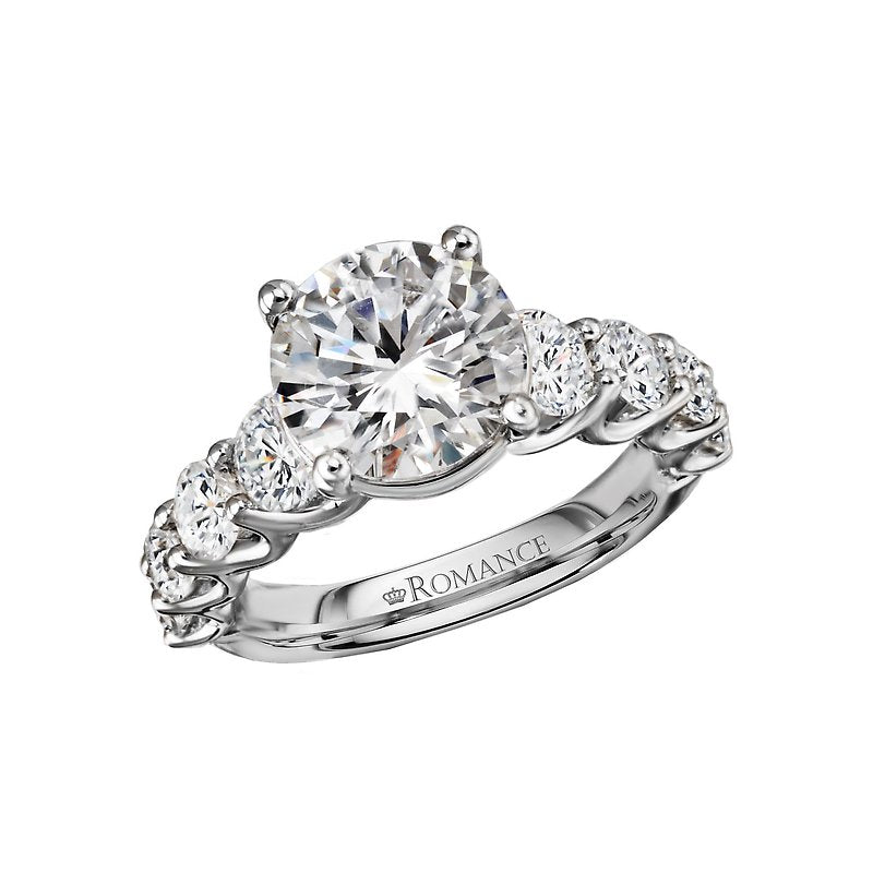 Orbelle Lab Grown Diamond Band Semi-Mount Engagement Ring - Bandora 14K White Gold Round Stone
