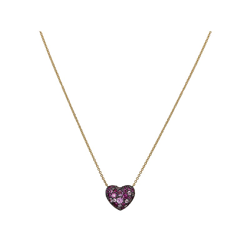 Luxora Pink Sapphire Heart Necklace | 14K Yellow Gold Pendant