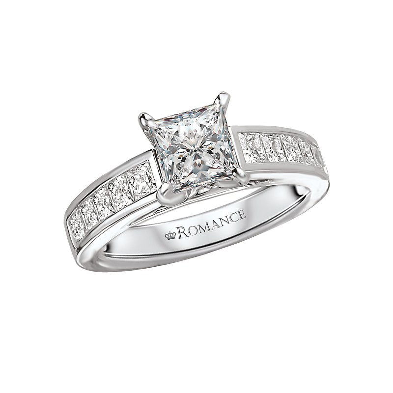 Orbelle Green LGD 14K White Gold Princess-Cut Semi-Mount Diamond Ring