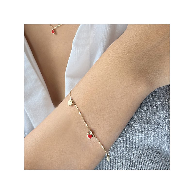 Luxora Italian 14kt Gold Heart Bracelet | Enamel Charm Chain Bracelet