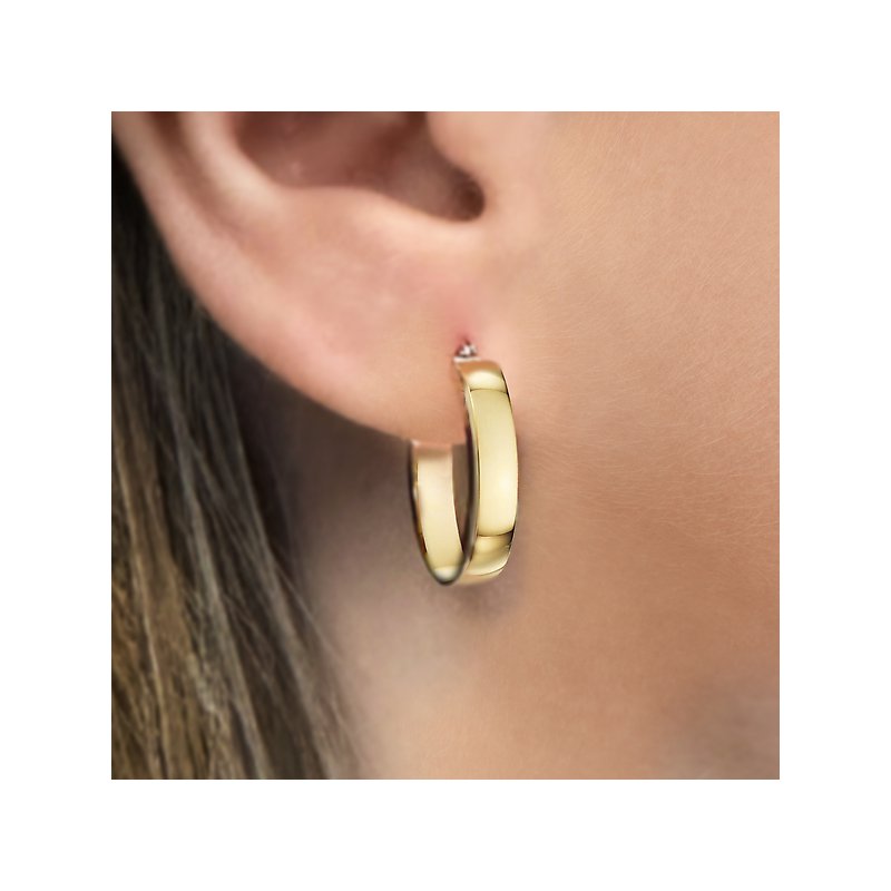 Chic 14kt Yellow Gold Hollow Hoop Earrings - Luxora Essential Collection