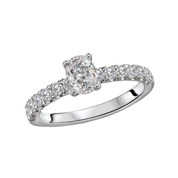 Glemera Diamond Solitaire Engagement Ring in 14K White Gold with Oval Center Diamond Setting