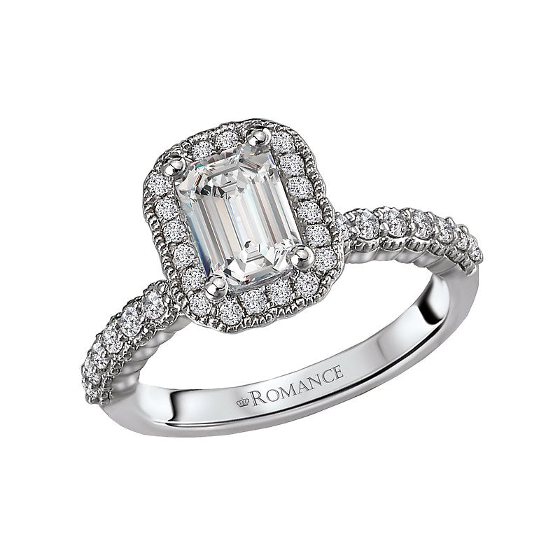 Orbelle Halo Semi-Mount Diamond Ring | 18K White Gold | 3/8 Carat Total Weight
