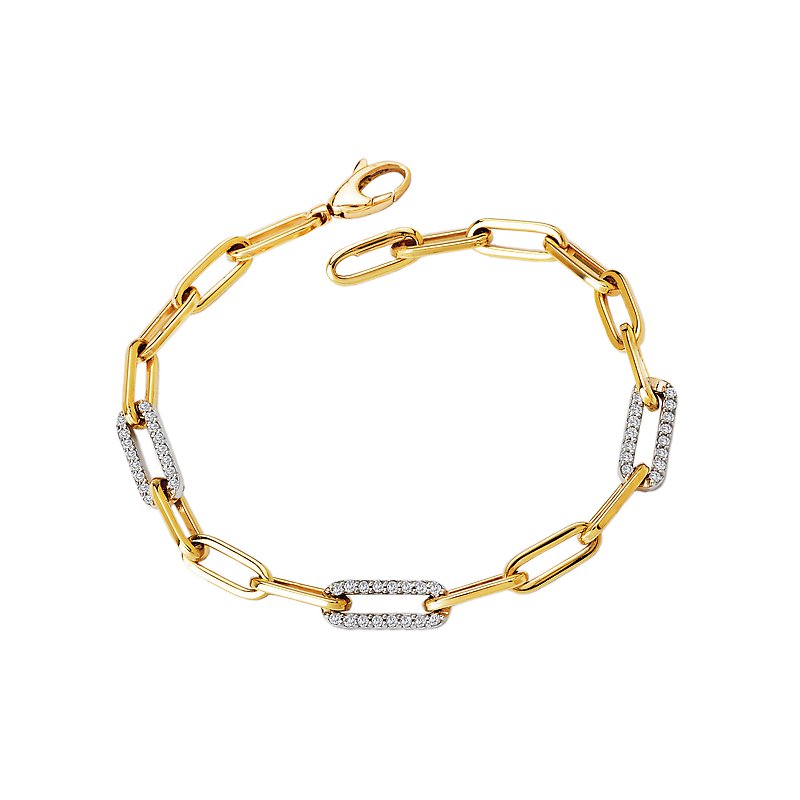 Luxora 14kt Yellow Gold Paperclip Diamond Link Bracelet