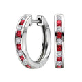 Luxora 14K White Gold Diamond and Ruby Hoop Earrings