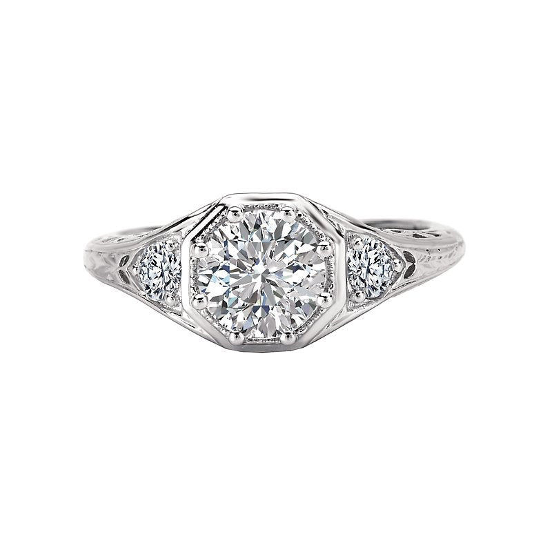 Vintage 14K White Gold Semi-Mount Diamond Ring with Lab Grown Diamonds