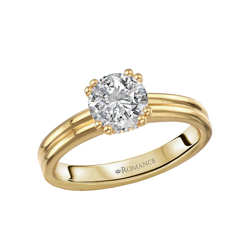 Orbelle 14K Yellow Gold Double Band Hidden Halo Diamond Engagement Ring