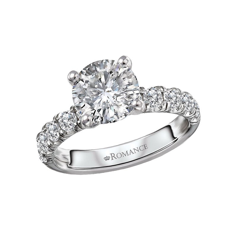 Bandora 14K White Gold Diamond Engagement Ring Semi-Mount for 8.2mm Round Stone