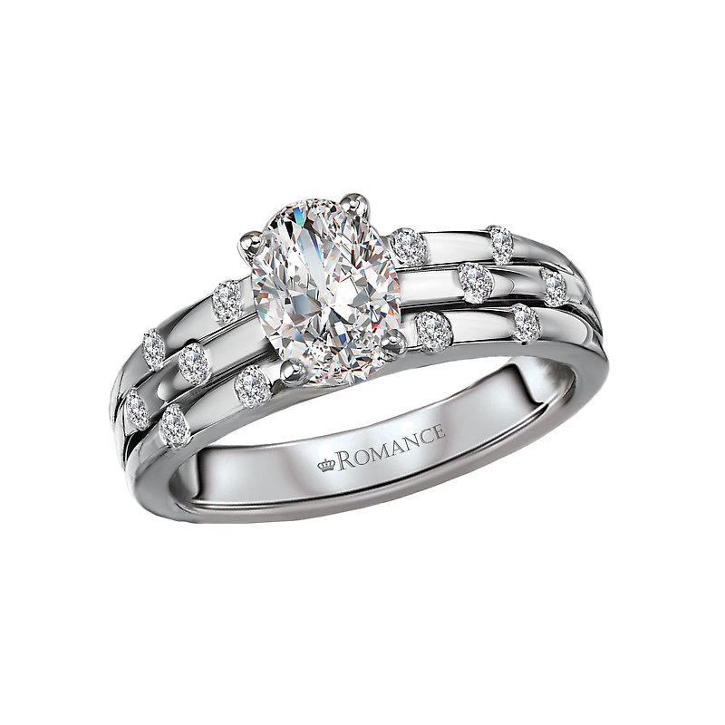 Orbelle 14K White Gold Oval Semi-Mount Diamond Engagement Ring
