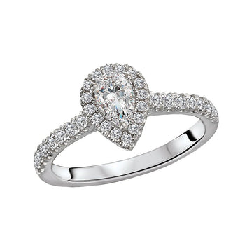 Glemera Halo Diamond Semi-Mount Engagement Ring | 14K White Gold Pear Shape