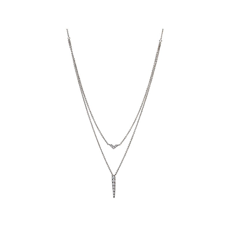 Luxora Diamond Fashion Necklace - 14K White Gold Adjustable Lariat with Round Diamonds