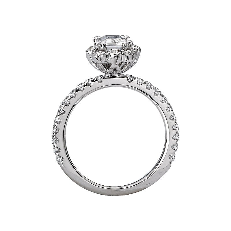 Elegant Halo Diamond Engagement Ring in 18K White Gold