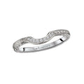 Vintage 14K White Gold Curved Wedding Band with Engraved Details and Diamonds