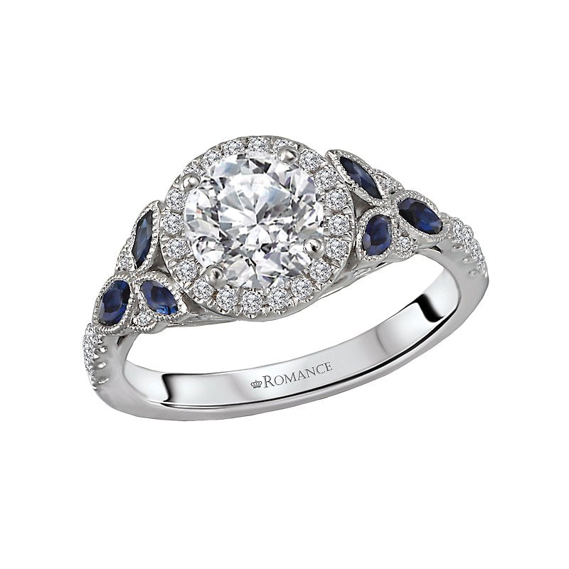 Orbelle Halo Lab Grown Diamond Sapphire Semi-Mount Ring