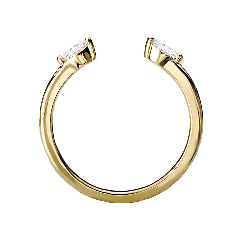 Luxora 14K Yellow Gold Marquise Diamond Cuff Ring - Ladies Fashion Jewelry