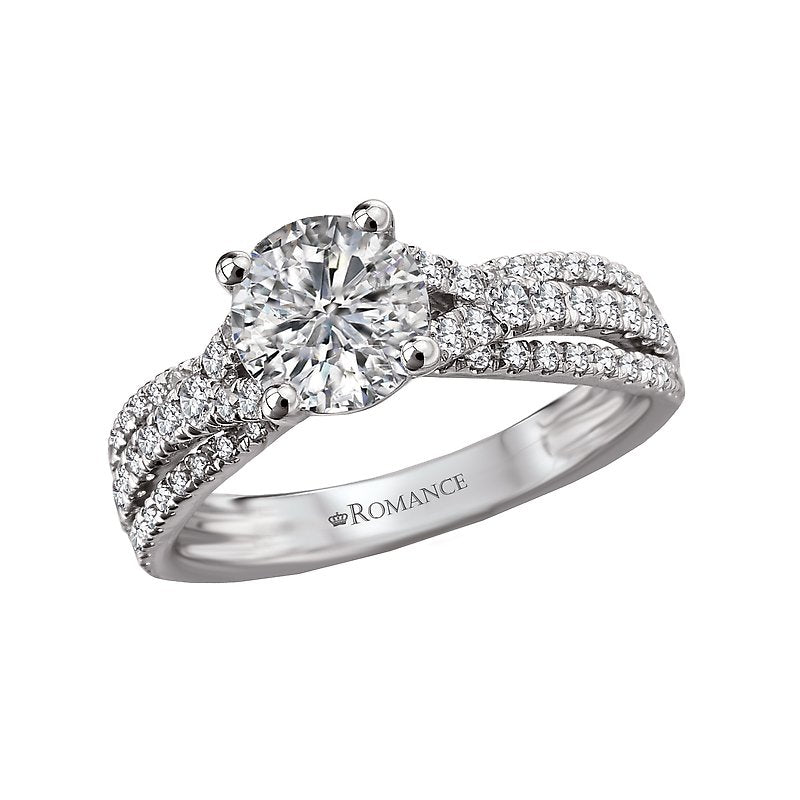 Orbelle Split Shank Semi-Mount Diamond Ring in 14K White Gold
