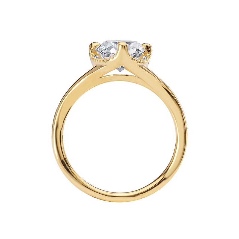Orbelle 14K Yellow Gold Halo Diamond Engagement Ring Semi-Mount for 10x7mm Oval Center Stone