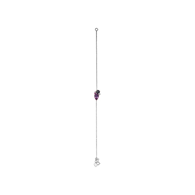 Luxora Gemstone Cluster Rolo Chain Bracelet | 14K White Gold Amethyst Diamond Sapphire Iolite