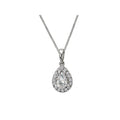Luxora 14K White Gold Diamond Halo Semi-Mount Pendant for 6x4mm Pear Shaped Center Stone