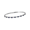 Luxora Ladies Fashion Diamond and Sapphire Bangle Bracelet in 14K White Gold