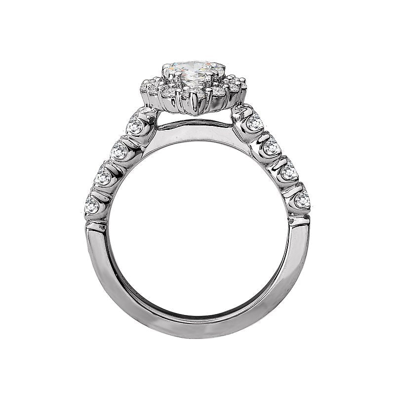 Orbelle Halo Semi-Mount Diamond Ring in 14K White Gold with Pear Shaped Lab Grown Diamond