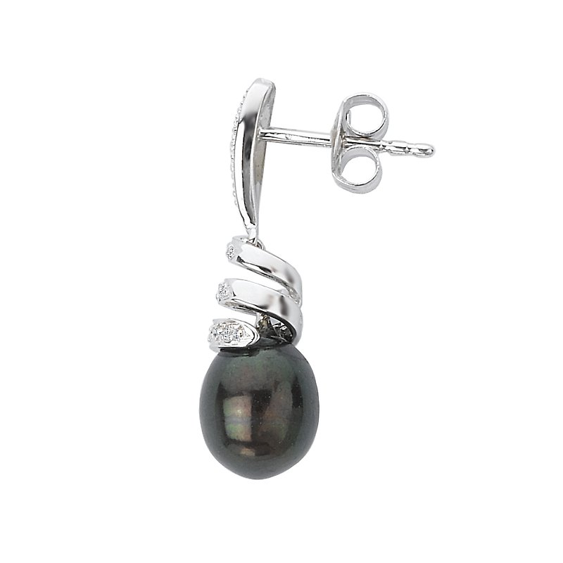 Luxora 14K White Gold Pearl and Diamond Drop Earrings