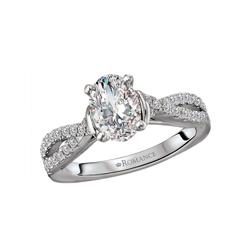 Orbelle 14K White Gold Diamond Oval Semi-Mount Engagement Ring