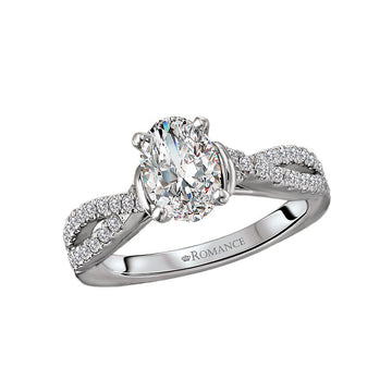 Orbelle 14K White Gold Diamond Oval Semi-Mount Engagement Ring