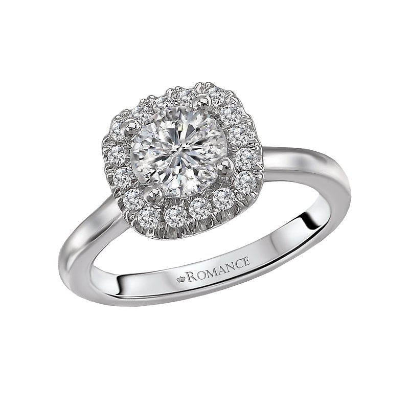 Orbelle Halo Semi-Mount Diamond Engagement Ring in 18K White Gold