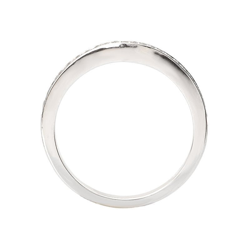 14K White Gold Curved Wedding Band with Round Diamond - Orbelle Collection