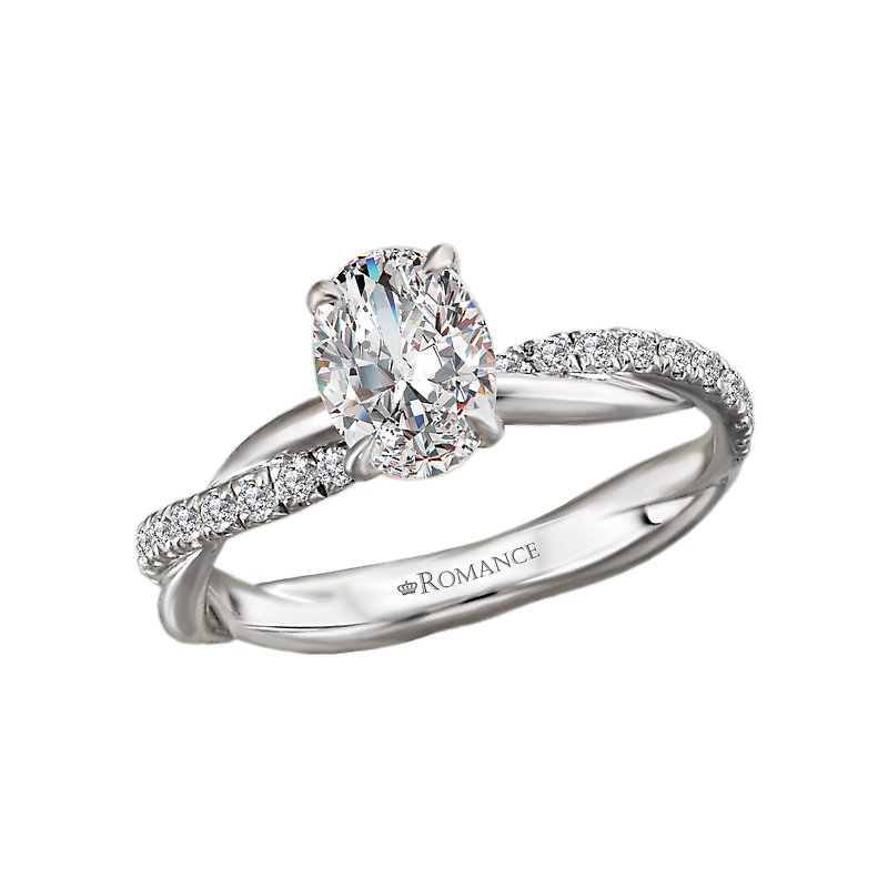Orbelle White Gold Oval Cut Lab Grown Diamond Semi-Mount Engagement Ring