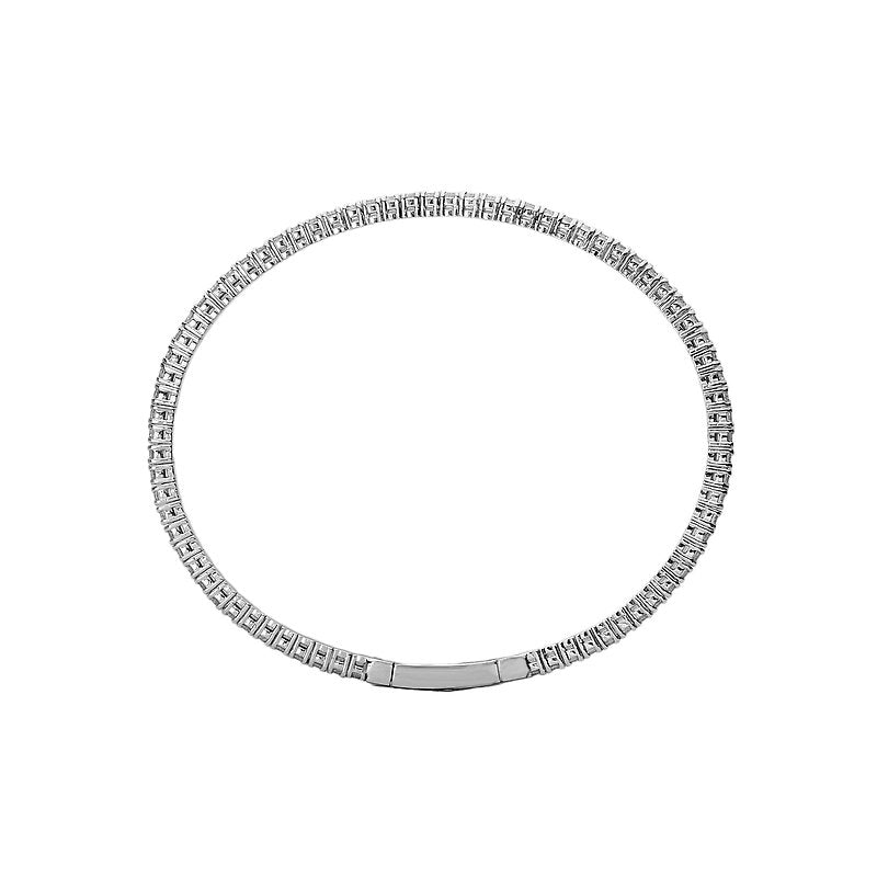 Luxora Ladies Fashion Diamond Bracelet - 14K White Gold Round Diamond Bangle