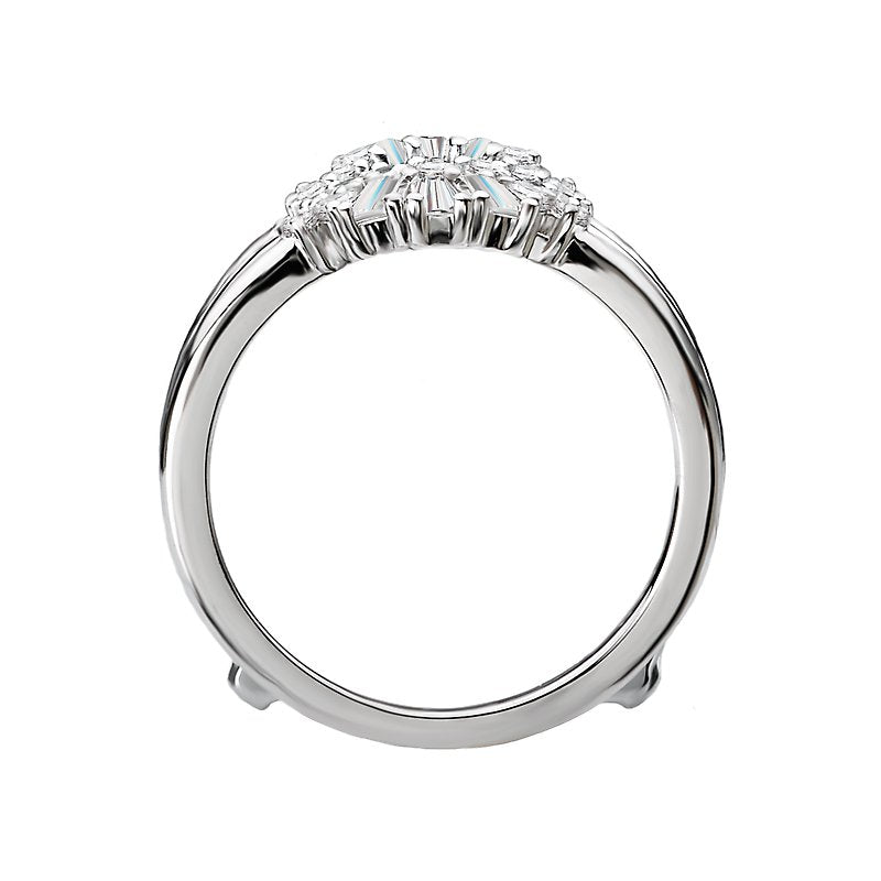 Glemera Diamond Wrap Ring Guard | 14K White Gold Band with Round & Tapered Baguette Diamonds
