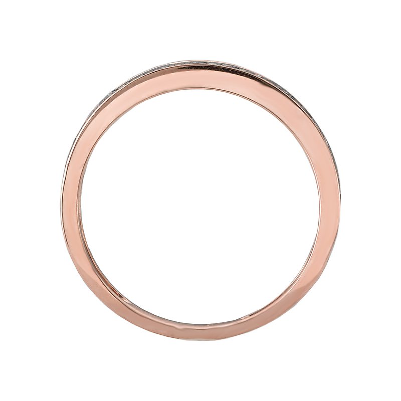 Luxora Ladies Diamond Band - 14k Rose Gold Stackable Ring with Cognac Diamonds