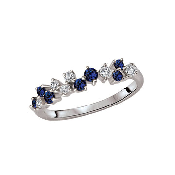 Luxora Diamond and Sapphire Cluster Ring in 14K White Gold