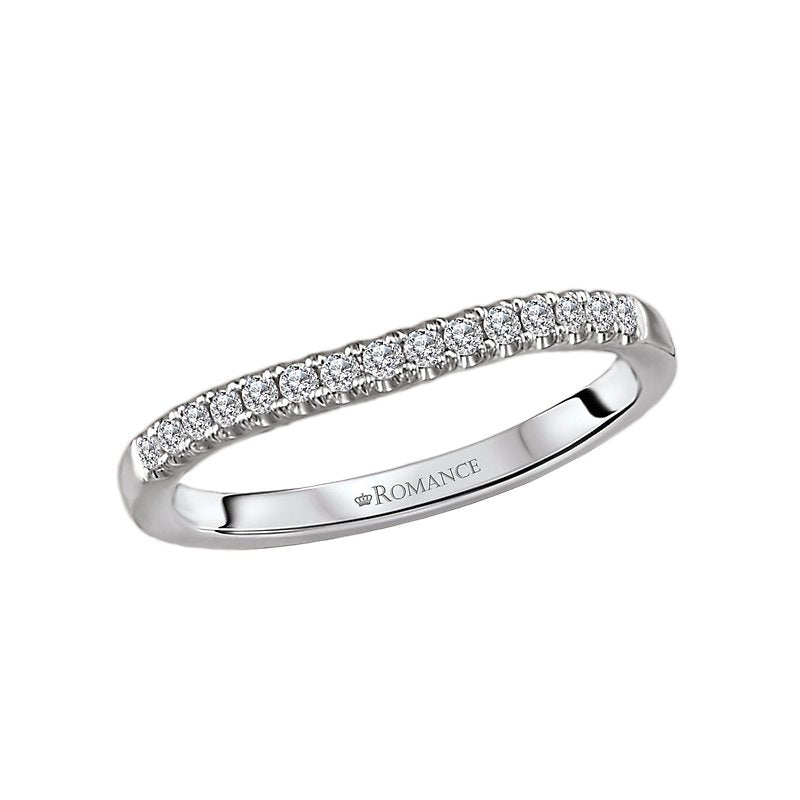 Orbelle 14K White Gold Curved Wedding Band with Sparkling Round Diamonds