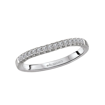 Orbelle 14K White Gold Curved Wedding Band with Sparkling Round Diamonds