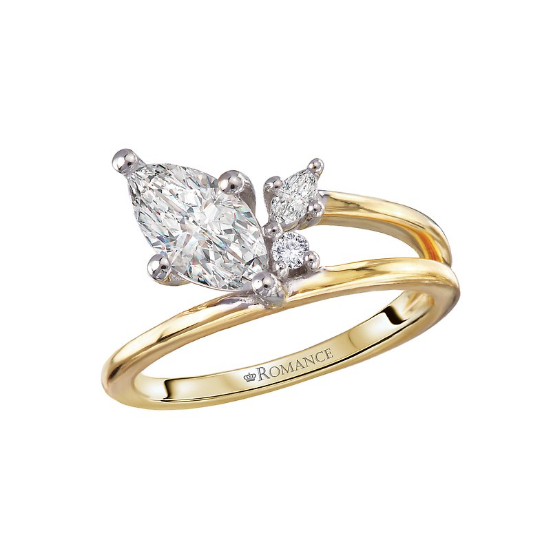 Orbelle 14K Yellow Gold Twist Half Split Shank Semi-Mount Diamond Engagement Ring