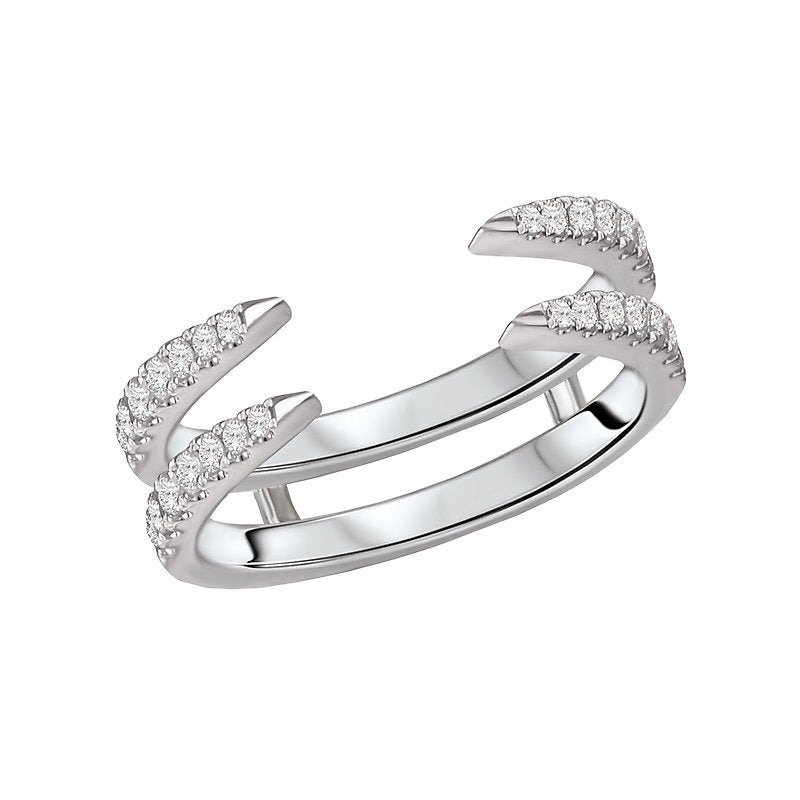 Luxora Ladies Fashion Diamond Ring - 14K White Gold Double Row Round Cut D 1/3 Carat Total Weight Size 7
