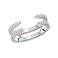 Luxora Ladies Fashion Diamond Ring - 14K White Gold Double Row Round Cut D 1/3 Carat Total Weight Size 7