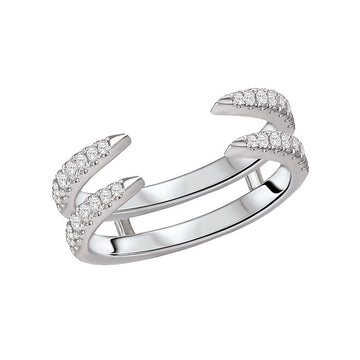 Luxora Ladies Fashion Diamond Ring - 14K White Gold Double Row Round Cut D 1/3 Carat Total Weight Size 7