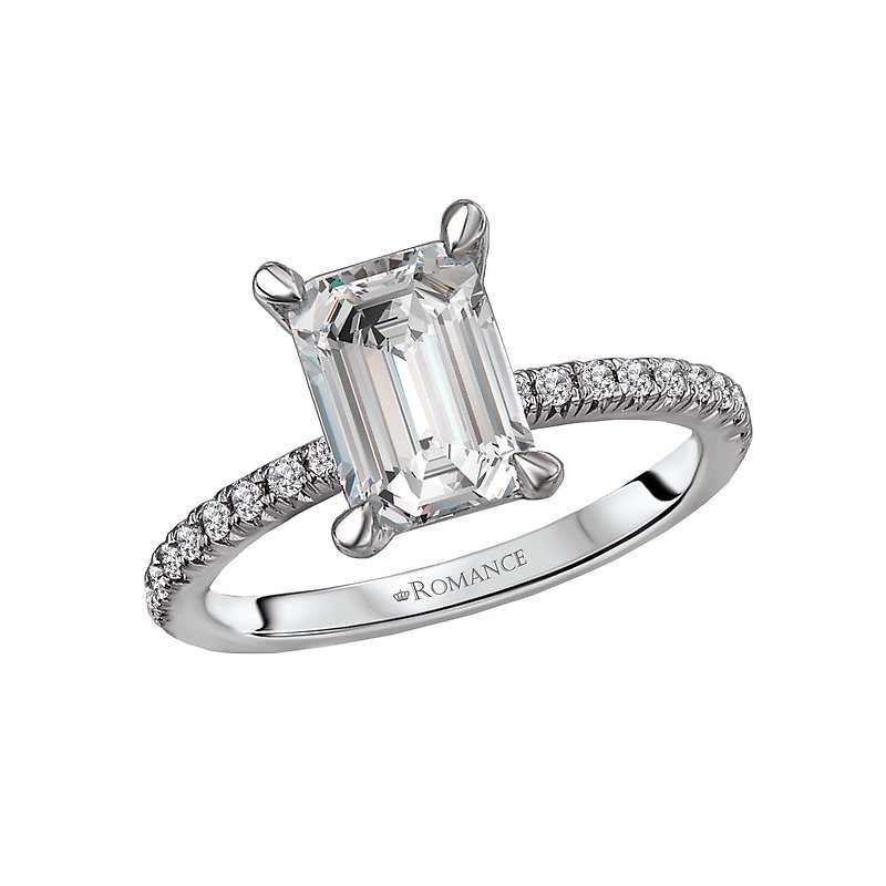 Orbelle 14K White Gold French Pave Diamond Semi-Mount Ring