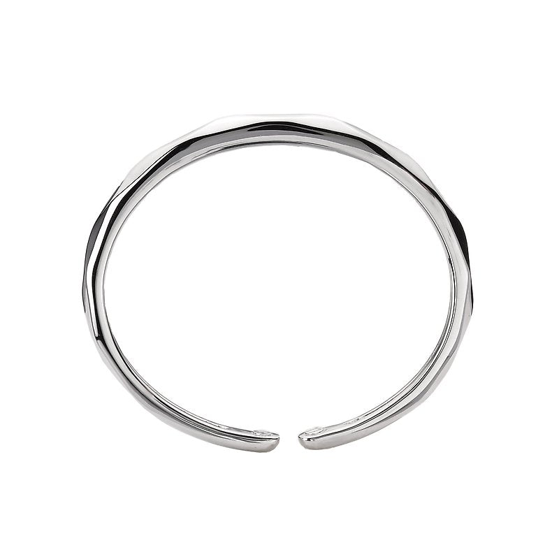 Luxora 14kt Gold Faceted Cuff Bracelet - Italian Hollow White Gold