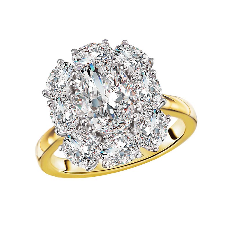 14K Yellow Gold Oval Lab Grown Diamond Halo Engagement Ring